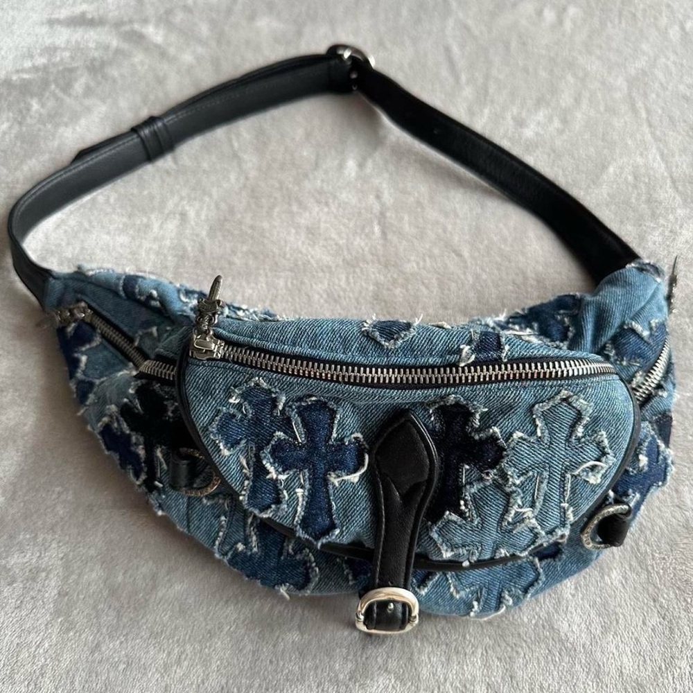 Vintage 1996 Chrome Hearts Denim Cross AOP Snat Bag